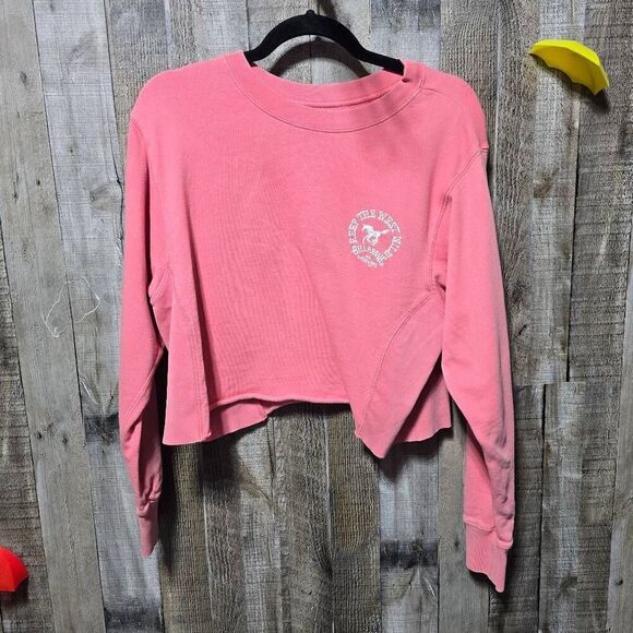Billabong x Wrangler Keep The West Wild Pink Embroidered Cropped Sweatshirt - Picture 2 of 5